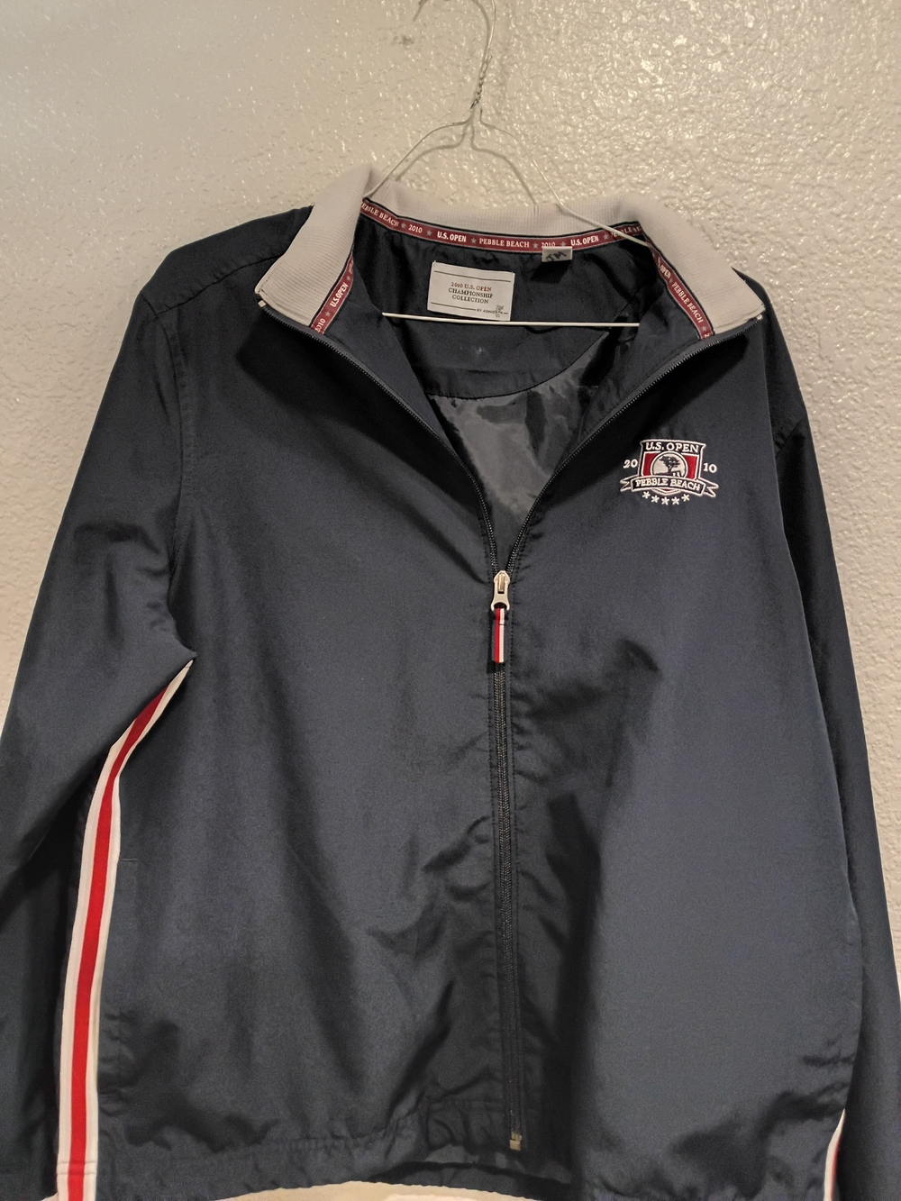 US Open 2010 Championship Collection Navy Windbreaker Jacket L  Red & White Trim